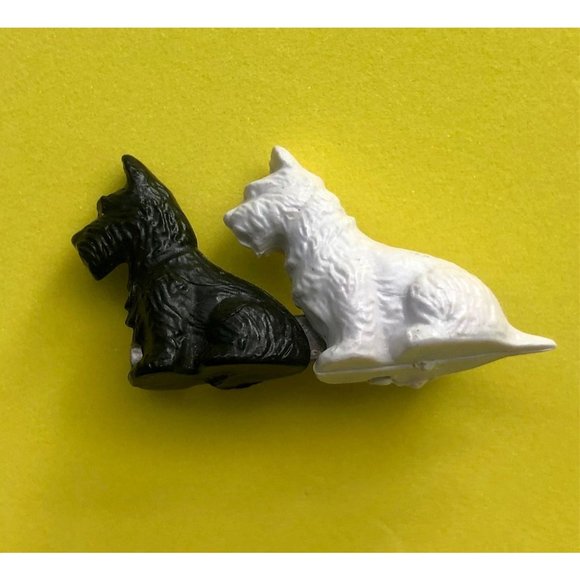 Vintage Celluloid Scottie Dogs Black and White Pin - Picture 1 of 3